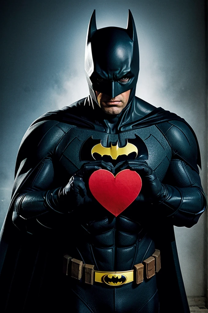 Batman makes a heart with his hands