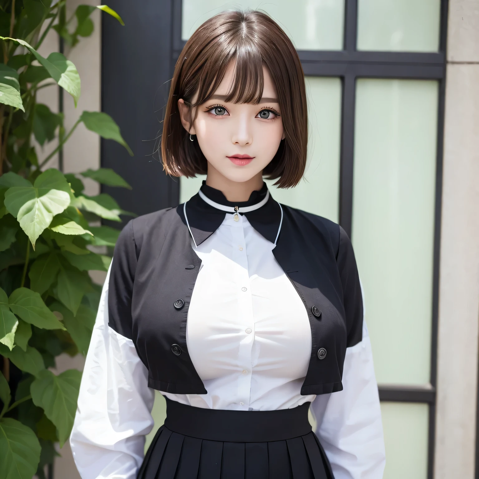 Group photo、((Layered Haircut)),(8K,Highest quality),Full Body Shot,Shot from medium distances,School classルーム,student,class,class,Open-collar shirt、Wear a JK skirt,Full body photo、 Adorable, smile, length, Brown Hair, 32k, masterpiece, Best image quality,Ultra-high resolution,Perfect hands,Black Choker、blue eyes、bangs、Very profuse and very long eyelashes、uniform、 School、Summer clothes、((Big Breasts))
