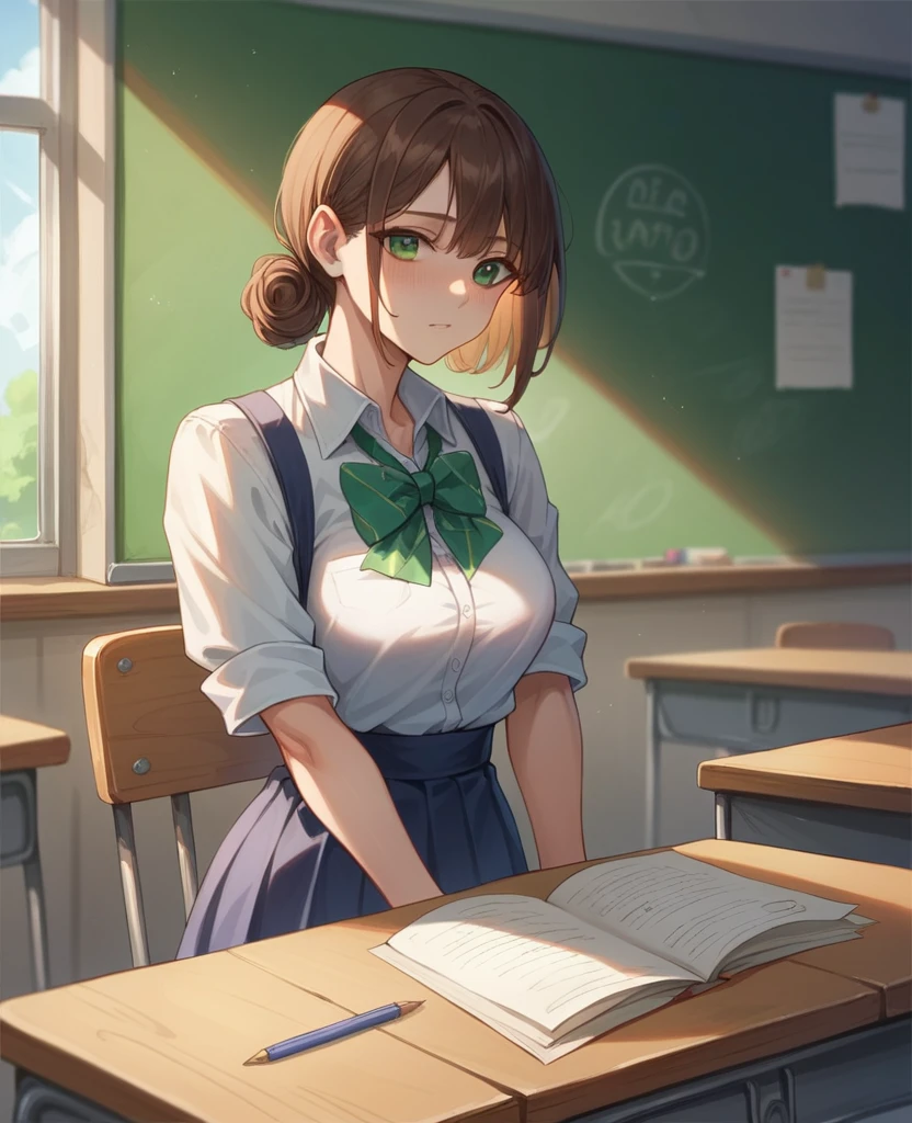 ((Best Quality)), ((Masterpiece)), (detailed)
woman with brown hair, green eyes and submissive look, in school classroom, puesta en cuatro 🍑
patas desnuda