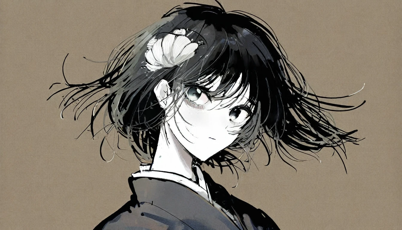 by Demizu Posuka by ziyun,
Detailed face paper texture of one girl in kimono, 
Slope
(High resolution, 
masterpiece, 
Highest quality, )