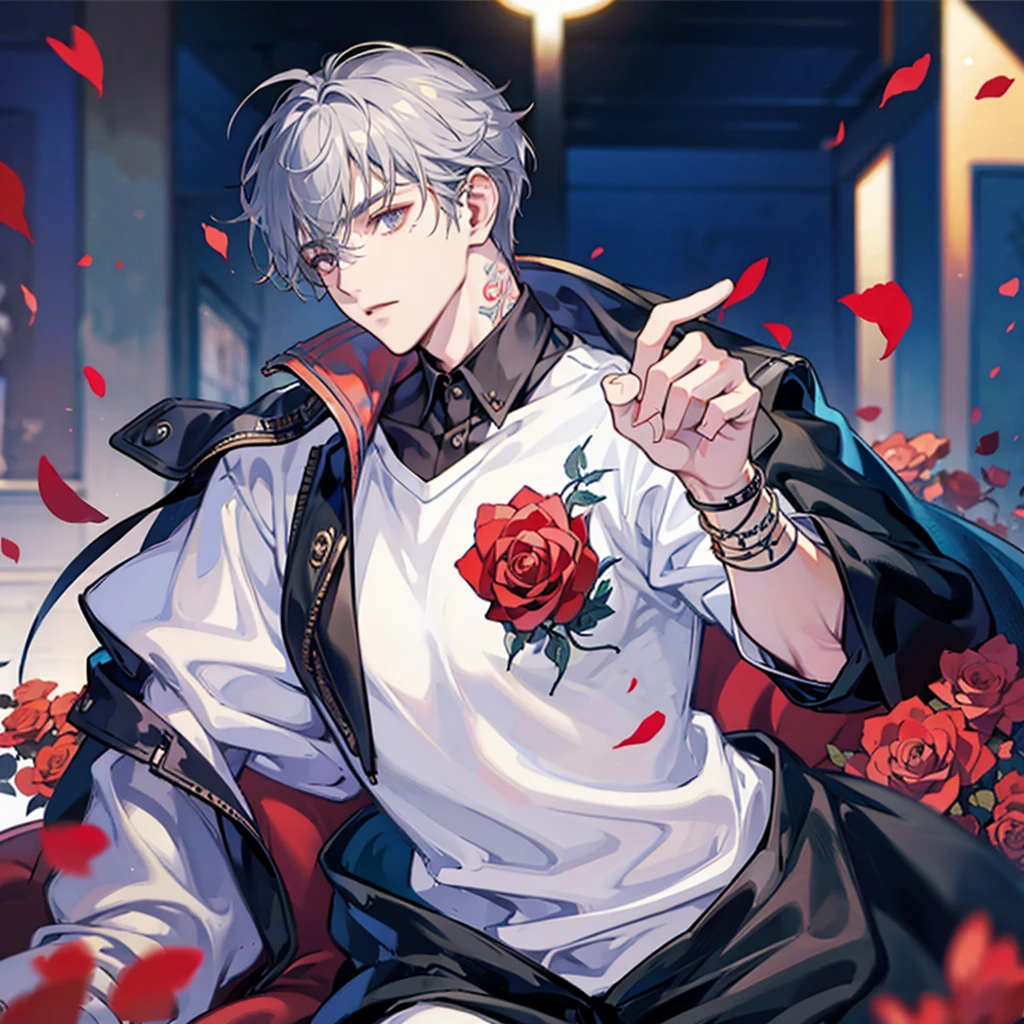 Cool guy with a rose tattoo