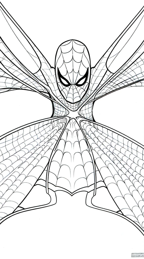 Spider-Man , line drawing, outline, minimal shading, open spaces, simple details, clear contours, white background, fillable areas, coloring page style, detailed yet clean lines.