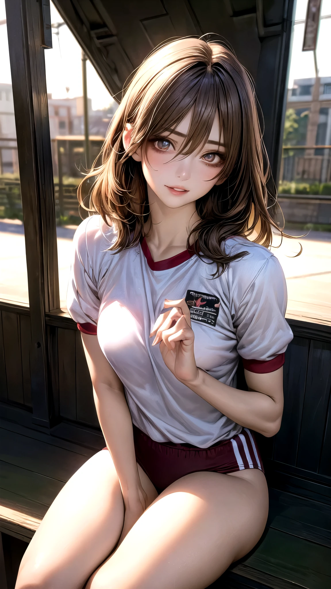 (masterpiece:1.2, top-quality), (realistic, photorealistic:1.4), beautiful illustration, (natural side lighting, movie lighting), 
looking at viewer, fullbody, 1 girl, japanese, high school girl, perfect face, cute and symmetrical face, shiny skin, babyface, 
(short hair, low twintails, light brown hair), hair between eyes, brown eyes, big eyes, drooping eyes, (middle breasts, seductive thighs, big ass), piercings, 
beautiful hair, beautiful face, beautiful detailed eyes, beautiful clavicle, beautiful body, beautiful chest, beautiful thigh, beautiful legs, beautiful fingers, 
((detailed cloth texture, pink table tennis uniform)), 
(beautiful scenery), evening, flower garden, (:o), tears, 
