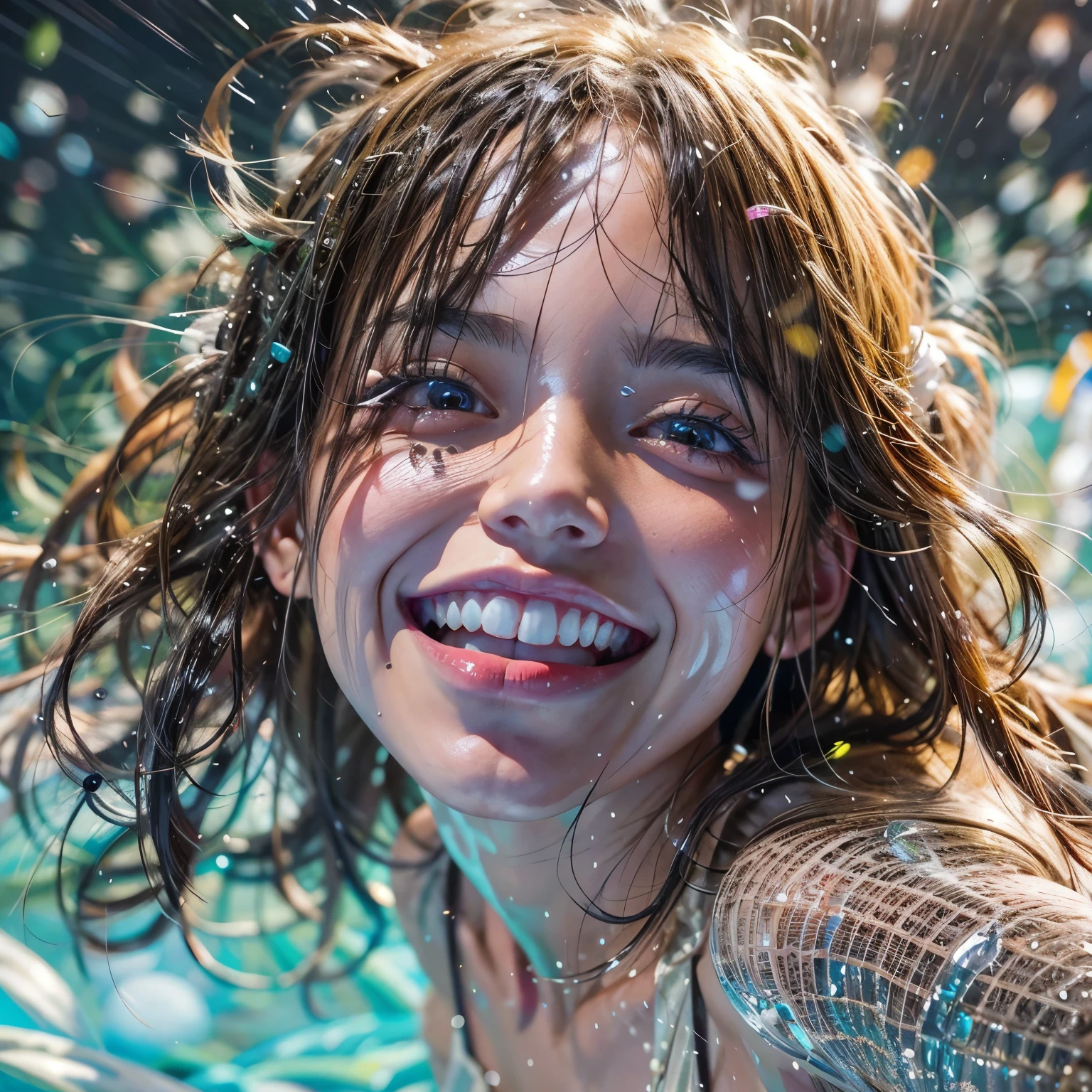 (8K TopQuality masterpiece: 1.2)(Realistic ProfessionalPhoto:1.37), VolumetricLighting. Tiny Girls, girl jumping into the water、Falling、splash water、shout、Luminous water surface、White and Bright colors, back lighting, Radiant PearlSkin, sparkling highlights, Detailed KAWAII face with cute lips, long eyelashes, Delicate clothes, Detailed open crotch, MotionBlur, Dynamic Joyful Expressions LifeLike Rendering, Full of Water Everything Wetted, (Uncorrected hand:-1)