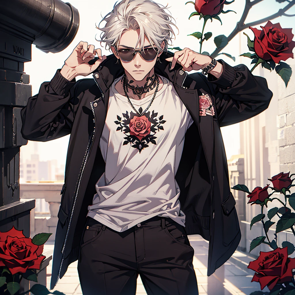 Cool guy with a rose tattoo