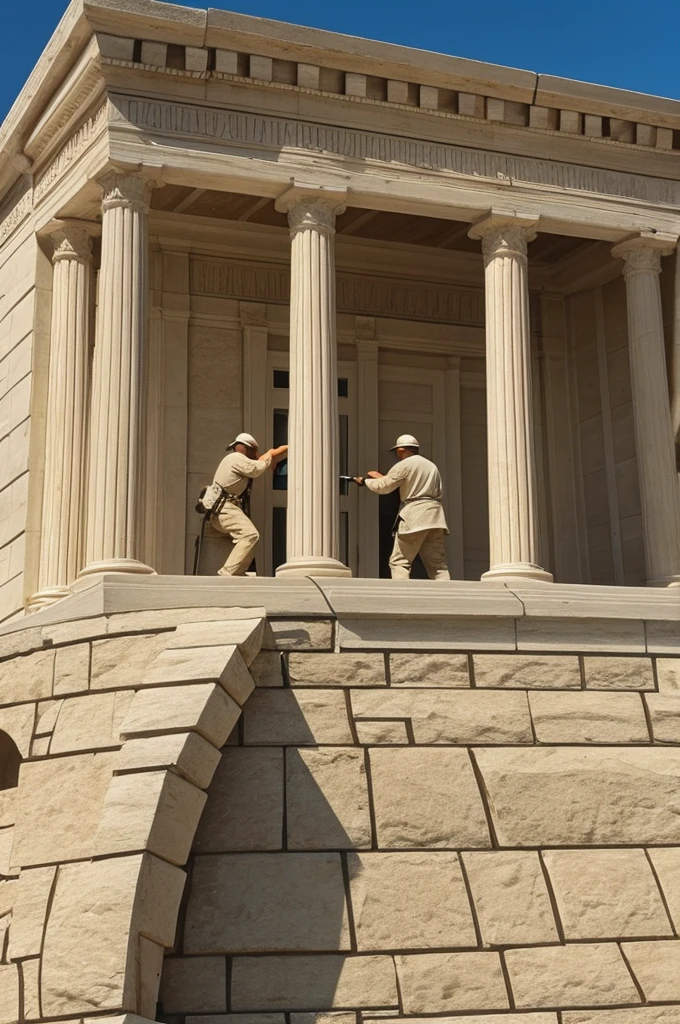 A photo of the pediment by hand