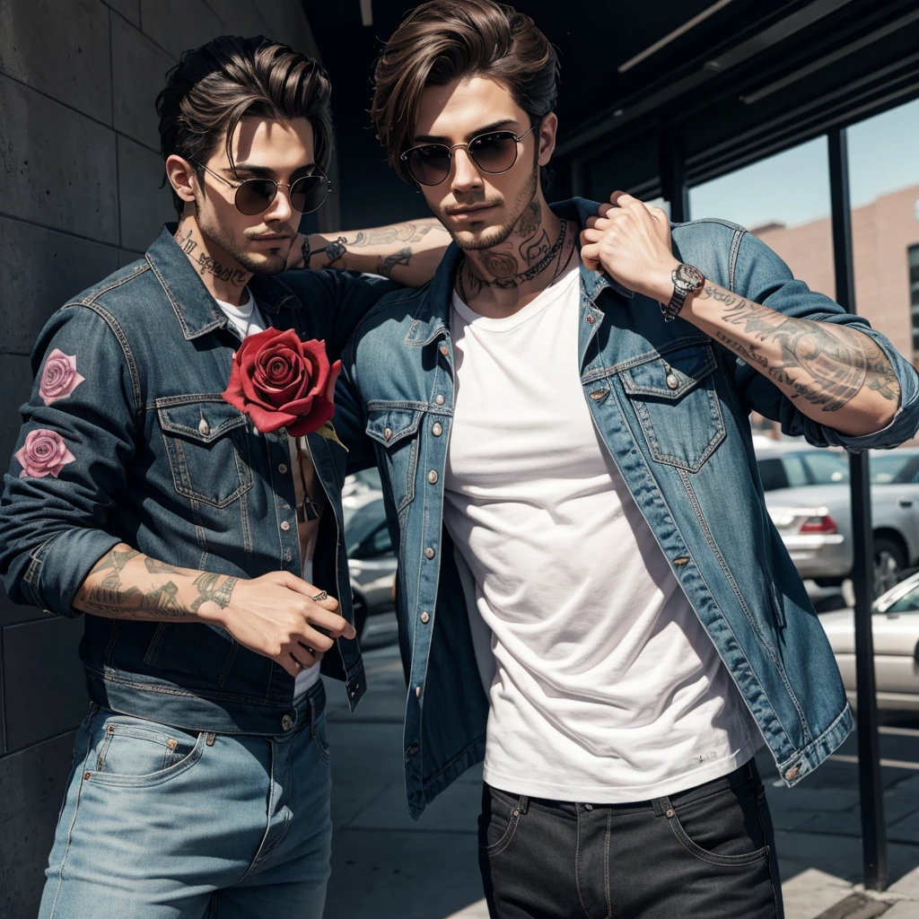 Cool guy with a rose tattoo
