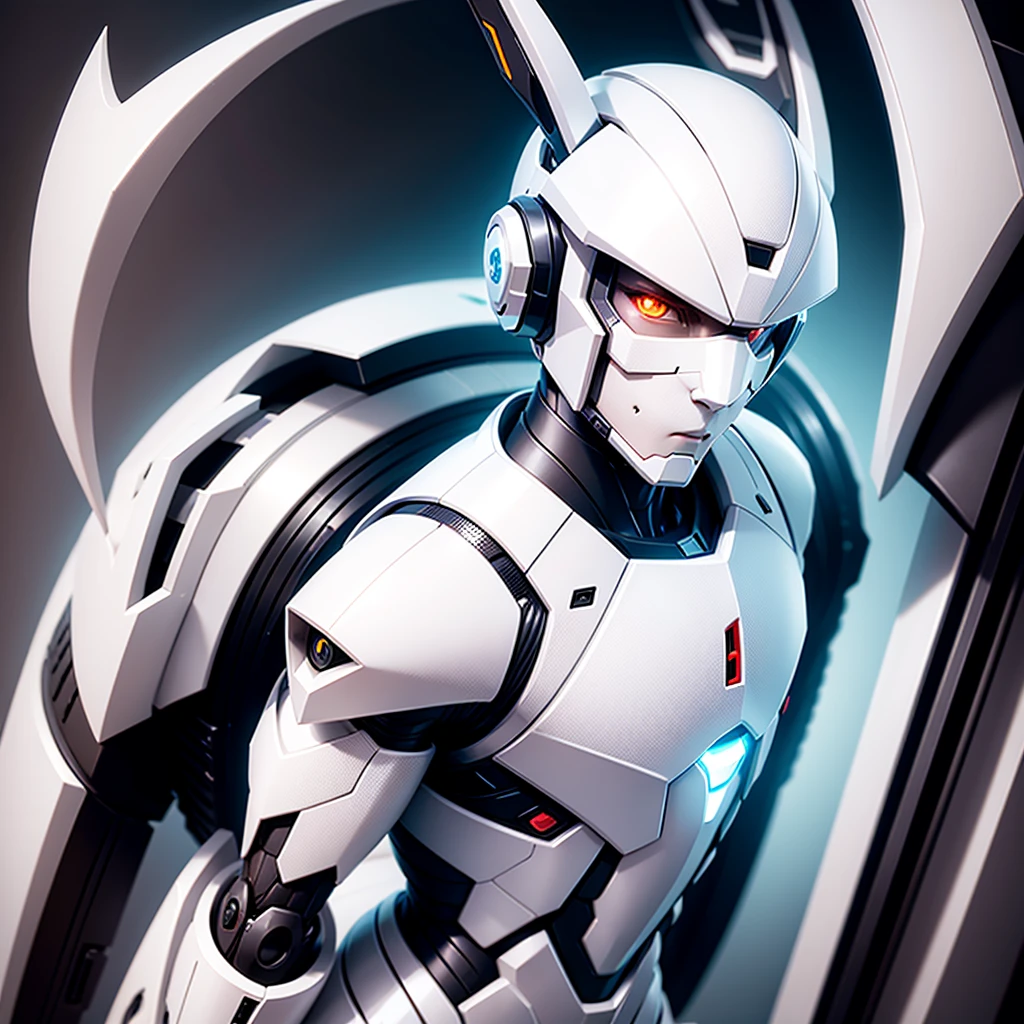 robot rabbit, White color, male gender, portrait photo style