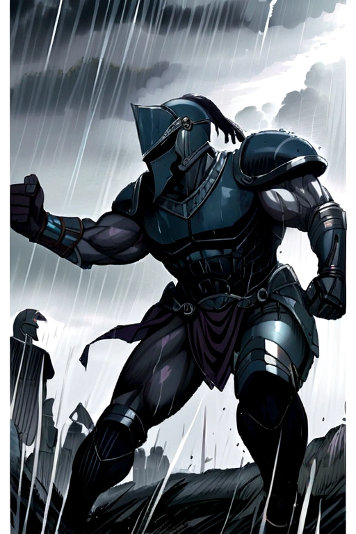 Spartan warriors fighting in the rain
