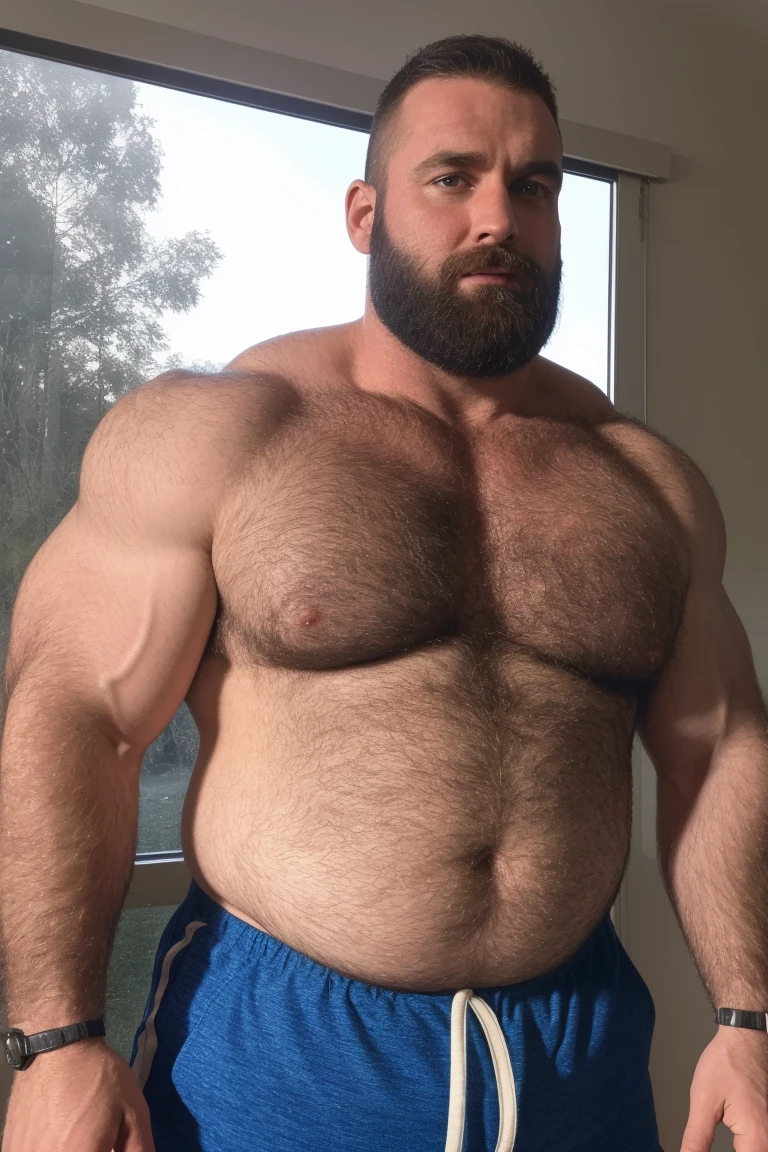 8K HDR Very Extremely Realistic Very Detailed High Quality 8K HDR Very Realistic 46 year old daddy rugged bodybuilder muscle bears man, 8KHDR very realistic detailed hairy, 8KHDR very realistic beared big daddy muscle bear, and 8KHDR very realistic detailed rugged burly man in shorts. 8KHDR Very Realistic legs, 8KHDR very realistic hair, 8KHDR very realistic beards, 8KHDR very realistic thick chubby fat neck, 8KHDR very realistic neck lines, 8KHDR very realistic detailed neck, 8KHDR very realistic belly, 8KHDR very realistic burly chest, 8KHDR very realistic detailed hairy burly strong chest and arms, 8KHDR very realistic detailed hairy burly strong chest and arms, 8KHDR very realistic pecs, 8KHDR very realistic burly muscle bear body, 8KHDR very realistic nipples, 8KHDR very realistic burly muscle bear body, 8KHDR very realistic face, 8KHDR very realistic detailed face, 8KHDR very realistic eyes, 8KHDR very realistic detailed eyes, 8KHDR very realistic pupils, 8KHDR very realistic detailed pupils, 8KHDR very realistic head, 8KHDR very realistic waist, 8KHDR very realistic facial features, 8KHDR very realistic burly arms, 8KHDR very realistic elbows, 8KHDR very realistic hands, 8KHDR very realistic pecs, 8KHDR very realistic belly, 8KHDR very realistic human man body, 8K HDR very realistic bellybutton, 8KHDR very realistic wrists, 8KHDR very realistic fingers, 8KHDR very realistic fingernails, 8KHDR very realistic shoulders, 8KHDR very realistic mouth, 8KHDR very realistic lips, 8KHDR very realistic mens clothing, 8KHDR very realistic detailed mens clothing. 8KHDR Very Realistic Hairy Bearded Burly Muscle bear Photoshoot, 8KHDR A very realistic burly muscle bear man in a shower, 8KHDR Very Realistic Intricately Detailed, 8KHDR very realistic detailed shower surroundings, 8KHDR very realistic surroundings lighting, No Deformities, captured with a 85mm lens, 8K HDR Very Ultra Realistic and, 8K HDR Clear HDR Quality full with very realistic real details