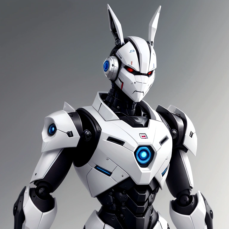 robot rabbit, White color, male gender, portrait photo style, non-human,