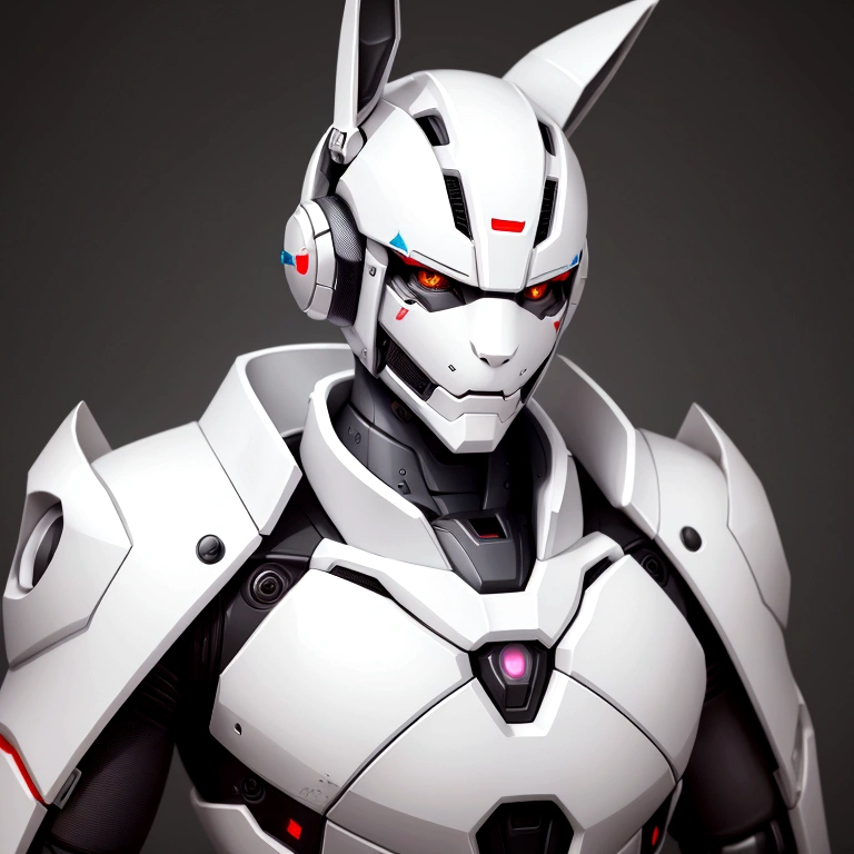 robot rabbit, White color, male gender, portrait photo style, non-human,