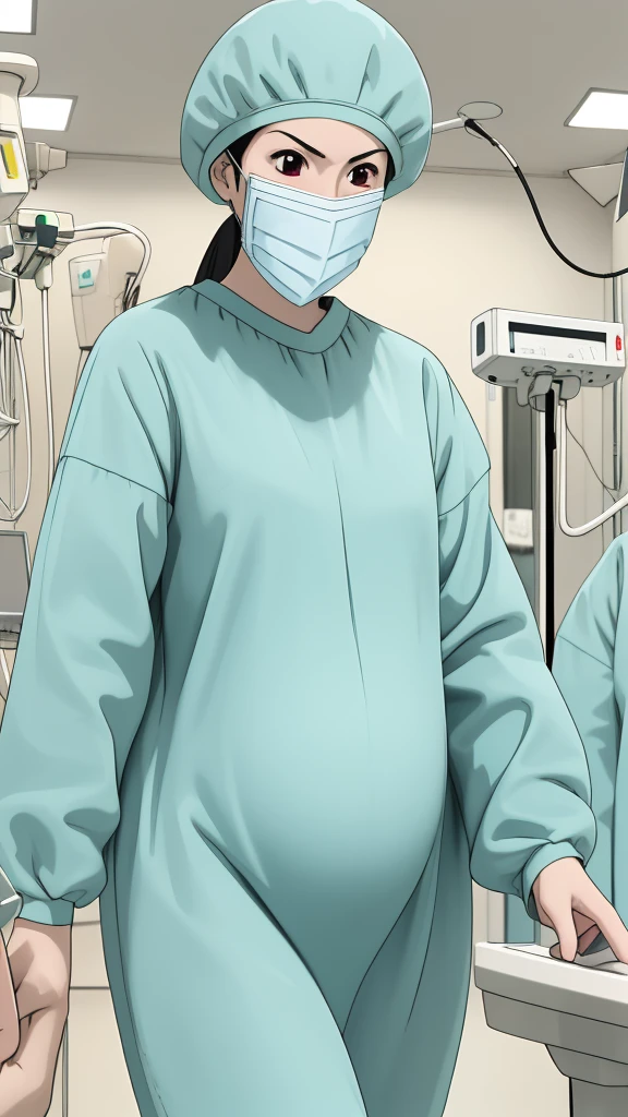 masterpiece, highest quality, (RAW photo, best quality), 1girl, pale skin, shy eyes, big breasts, pregnant, natural lighting, solo, upper body, hospital,
ray kasugano, labcoat, (give a score of 9_give a score of 8_give a score of 7) long sleeve surgical gown, surgical cap, cover ears, surgical mask, surgical gloves,