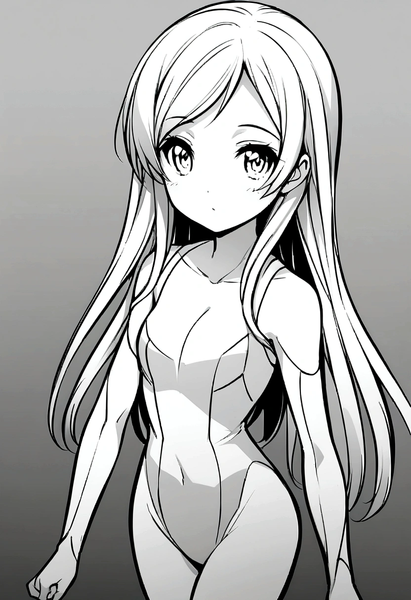 Monochrome background illustration,Anime Girls,8 head model body type,Age: 18,The lines of the drawing are thin,Similar to a Persona character