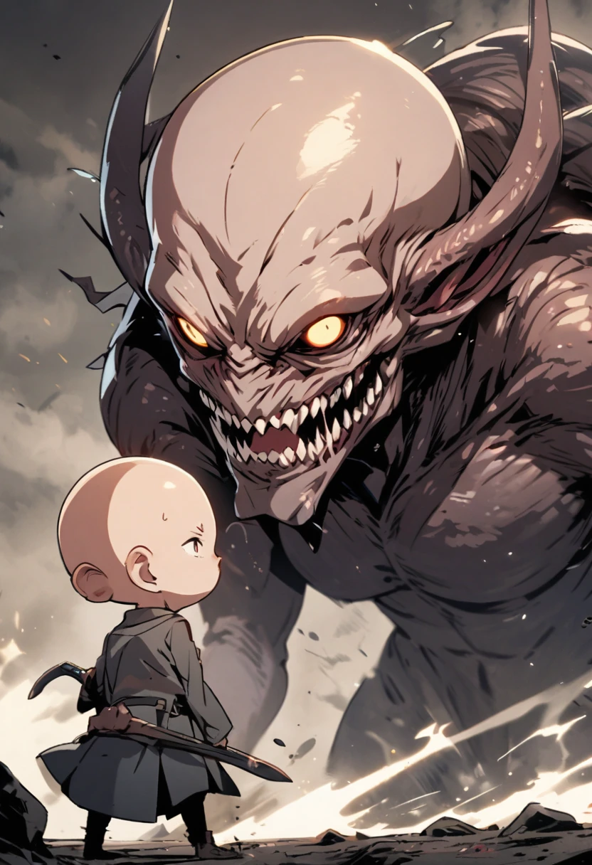 monster, male, two heads, bald