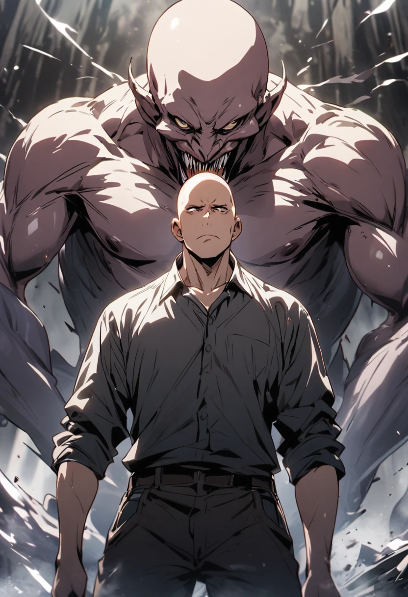 monster, male, two heads, bald