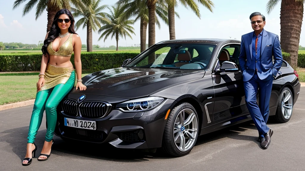 Indian rich man have bmw and some girl