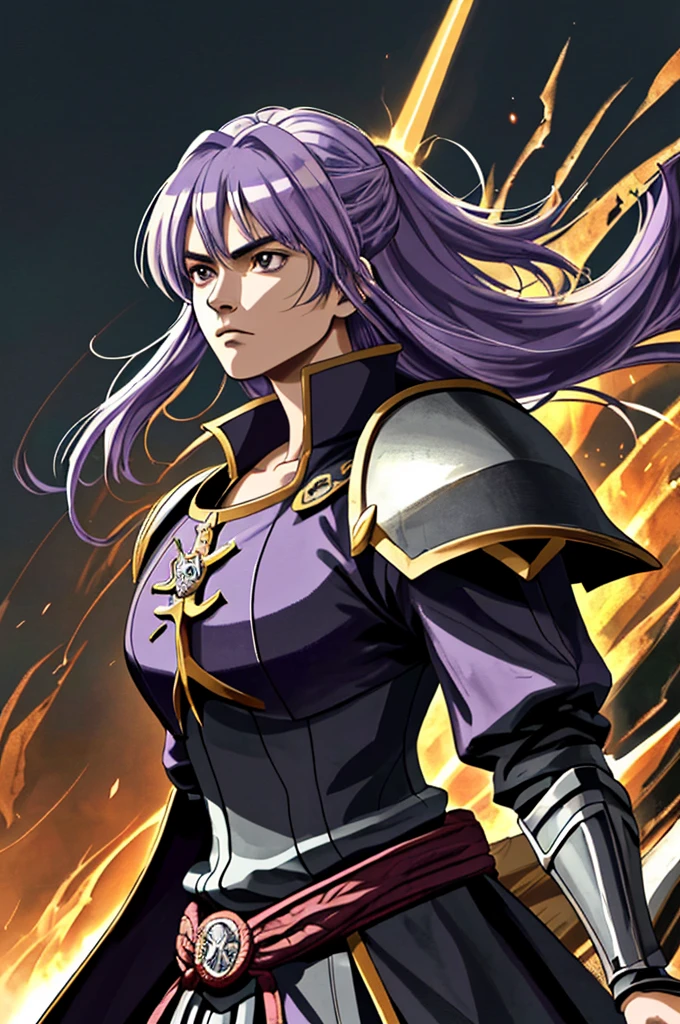 Highest quality,High resolution,((Bosel_Langrisser)) ,mask,(隠れたface),Fist of the North Star,samurai,One person,warrior,armor,(black_coat),male,One personで,Middle Age,(face_Wrinkles),(Purple Hair Color),Swordsman,strongest,Anime Style,(Limbs),(Full Finger),(Accurate fingertips), (The finer details), (Super detailed),(Japanese sword:),4K,(high resolution),whole body, (Front angle), Looking at the camera,masterpiece,(Subtle details),(Intricate details),Octane Rendering,(Hyper Detail),