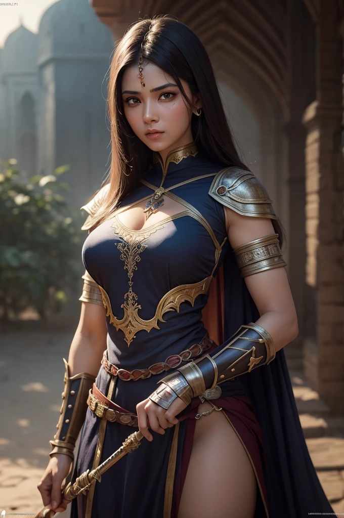 a woman medieval warrior India, character concept, concept art, by WLOP, by Artgerm, atmospheric, bokeh, DeviantArt, J W- 640 W- 768-09742160, character design, concept art, cinematic, 8k resolution,