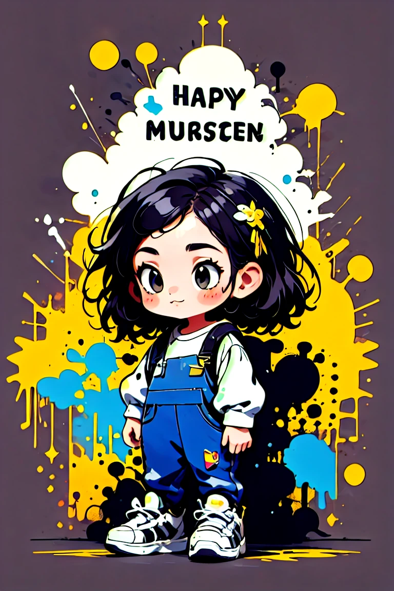 Sticker,Masterpiece,best quality,highres,high quality, mj-tyg,solo,(1girl:1.1),happy,Black background