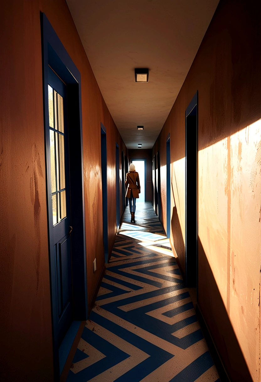 ((Suspense scenes ((Concept Art)), Very detailed，There was a girl wearing blue jeans, Brown coat and boots)), (Better lighting, Better shadows, Extremely subtle and terrifying), (Digital Illustration), ((4K)), [(Dynamic Angle,White hair, (Pretty Face, Perfect face) The clothes are torn, With a gun in hand),  [:(dark, mystery, Game Paint, Harsh environment, Zigzag corridor, big house, Dead):]