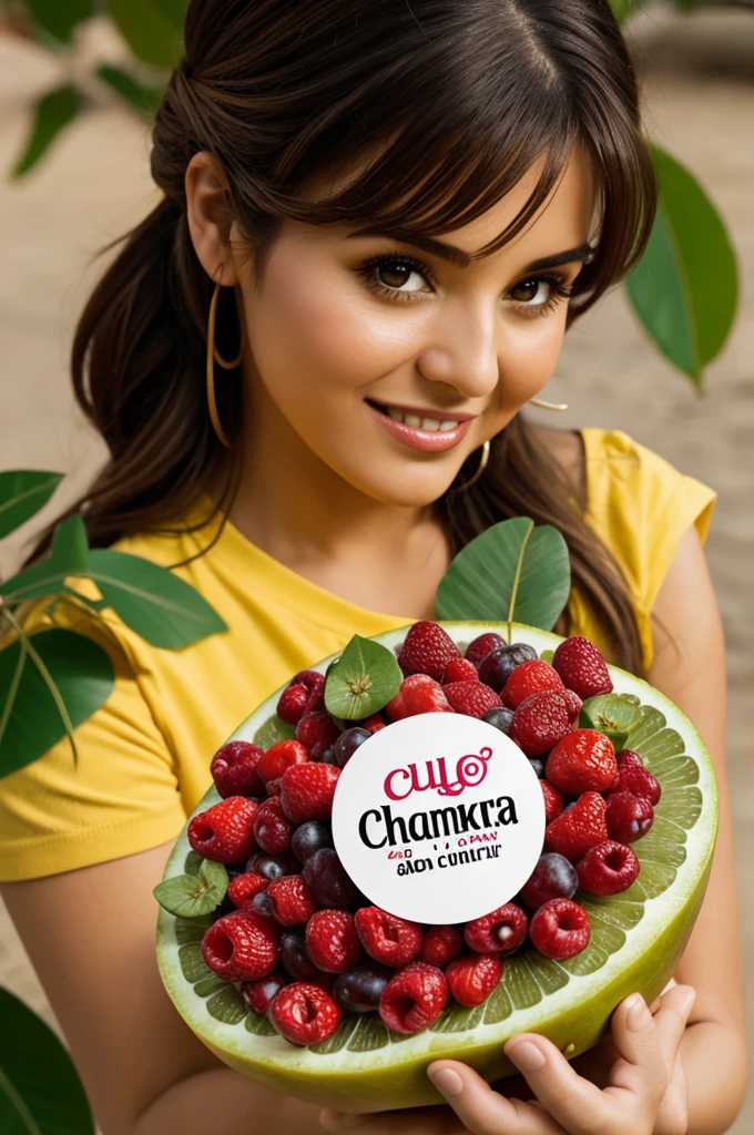 Create a logo that says Dulce María and has a chamba fruit