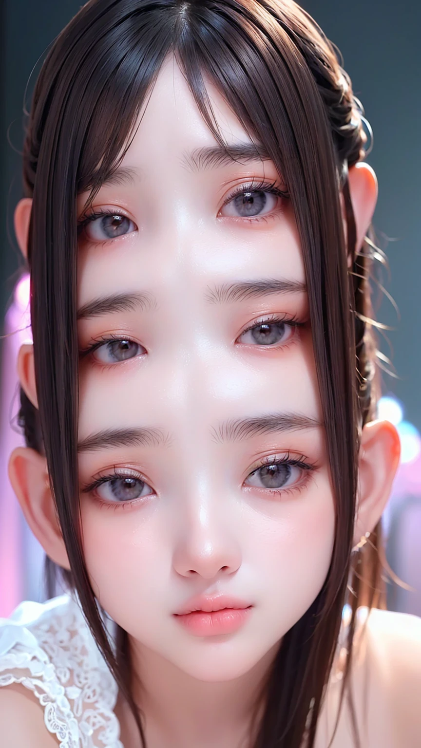 (RAW photo, best quality), (realistic, photo-realistic:1.2), 1girl, high quality, (high detailed skin:1.4), puffy eyes, glasses, gorgeous hair, (dark room:1.3), (rim lighting:1.3), (dimly lit:1.3), (dark night:1.3), indoors, portrait, black hair, dark background, short hair,