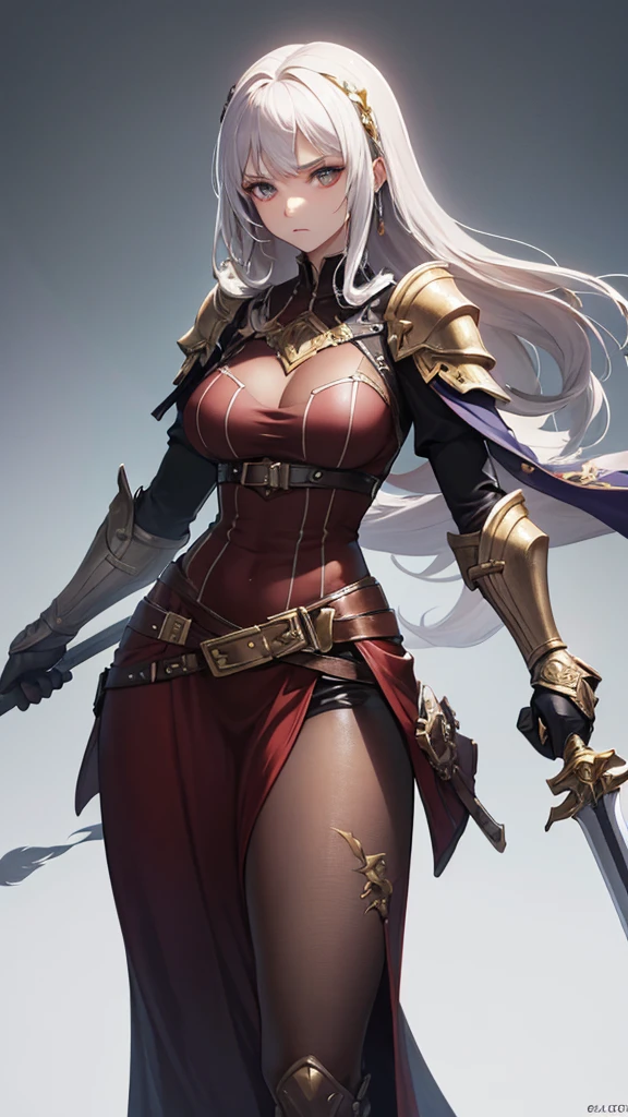 (masterpiece, 4K ,Super detailed:1.2), (anime:1), (Perfect quality), The whole body is shown, View Viewer, Holding a sword, Cold expression, Muscular and ultra violent women, Powerfully々And, epic female swordsman, RPG concept art character, Gauntlet