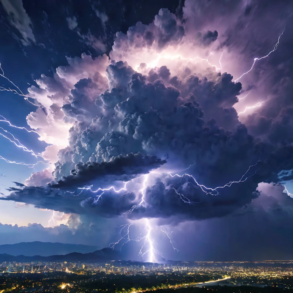 Crystal Cloud, Lightning strikes、Earth, Atmospheric perspective, 8k, Super Detail, Accurate, highest quality, lightning、Sharp images、High color reproducibility、Attention to detail、live-action、Alluring、