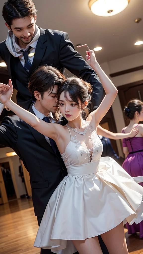 Image of the couple trying a new activity together, like dancing 