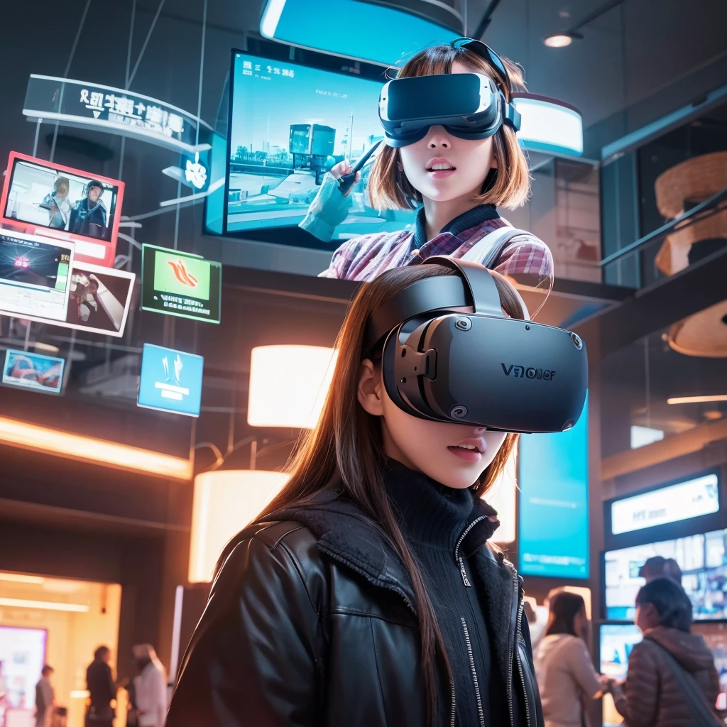 Got it。Imagine the following illustration::
1. **VR goggles shape**: Incorporate VR goggles with features similar to Apple Vision Pro into your illustrations.。especially、It's important that the design and color of the goggles reflect the distinctive features of Apple products.。
2. **Setting the usage scene**: Set up a scene where the depicted person is using VR goggles indoors and outdoors。for example、The use of devices in comfortable interiors,、You can picture yourself operating in a futuristic urban environment.。
3. **Realistic facial expressions and poses**: Ensure that people using VR goggles have natural facial expressions and poses。They seem to be interested in technology.、It is important to express that you are enjoying the VR experience.。
4. **Bright and vibrant colors**: Embrace the bright and vibrant colors you associate with Apple products。hereby、Emphasize a modern and innovative image。
Combining these elements、You can draw an illustration of a person using VR goggles similar to Apple Vision Pro.。For your reference、Think specifically about the image you want to portray.。