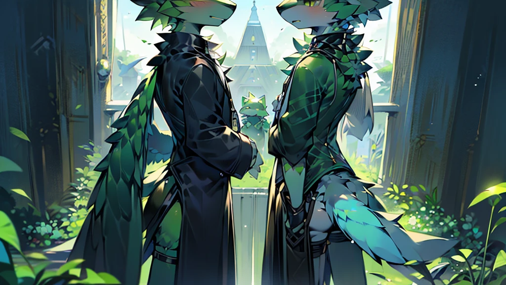 (Ultra Detailed), (masterpiece), (best quality),Light green wolf,kakapo,There is a pair of green bird wings on the back,Standing