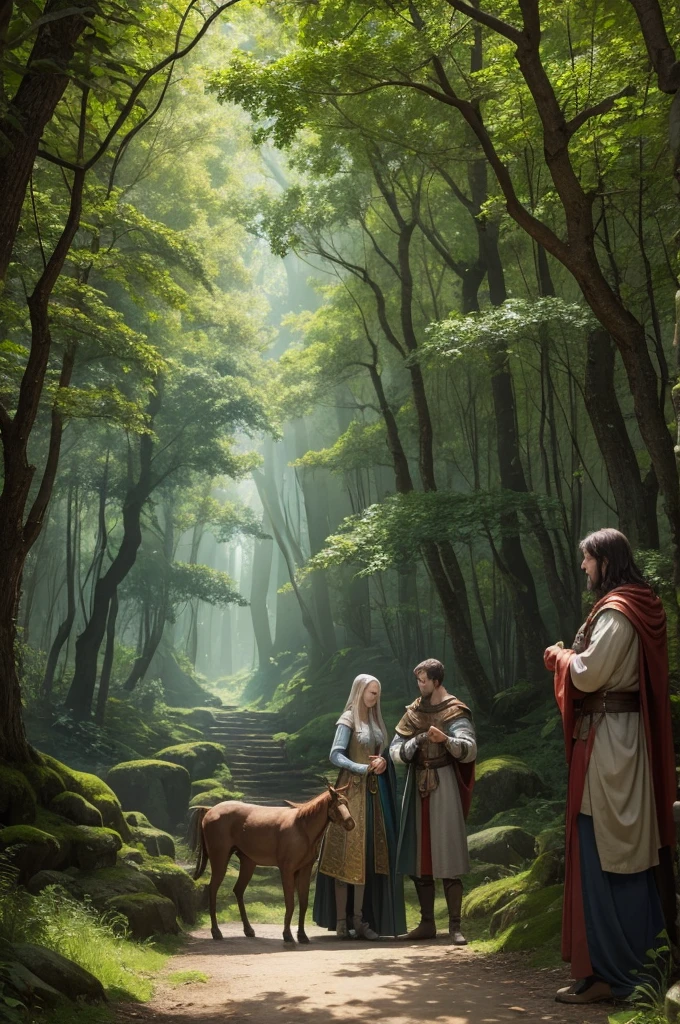 Medieval world with forests and magical beings