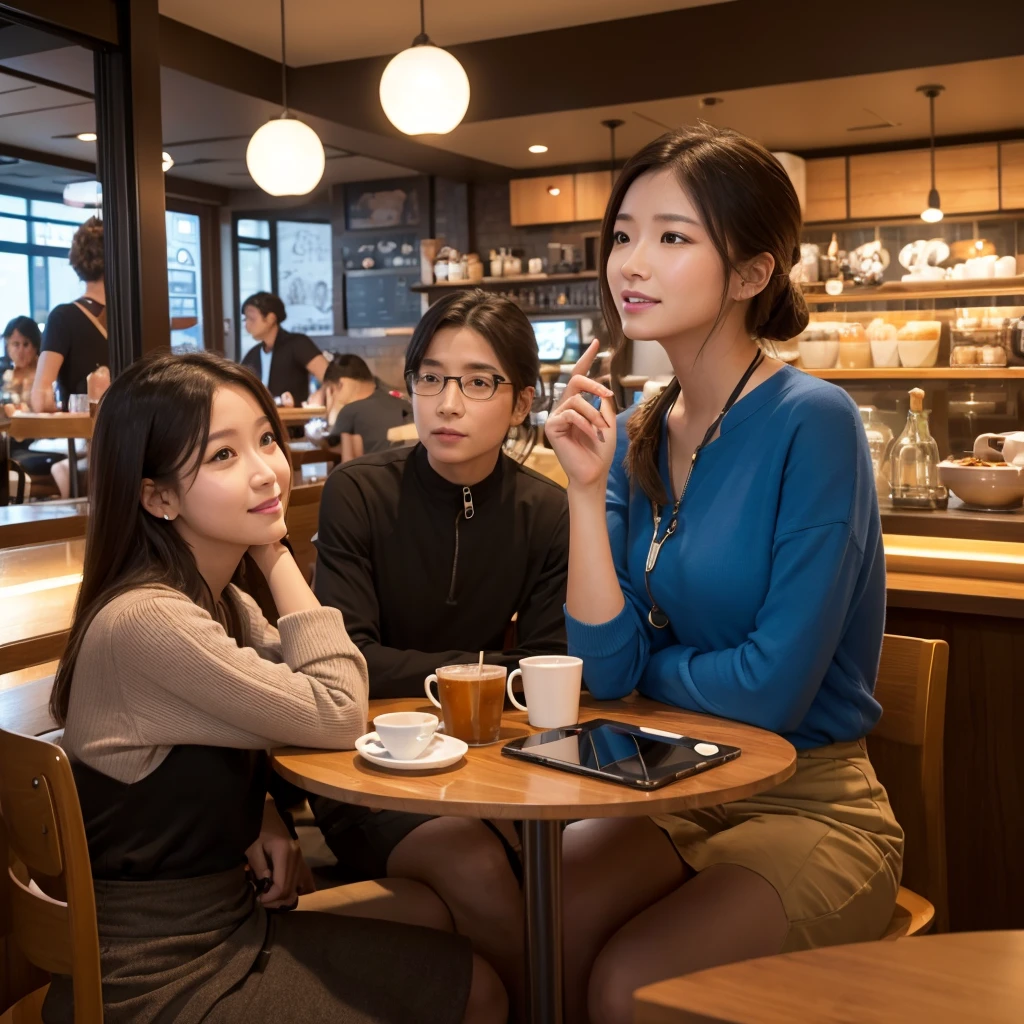 
Wearing an Apple Vision Pro at a cafe, I talk to my avatar friends.