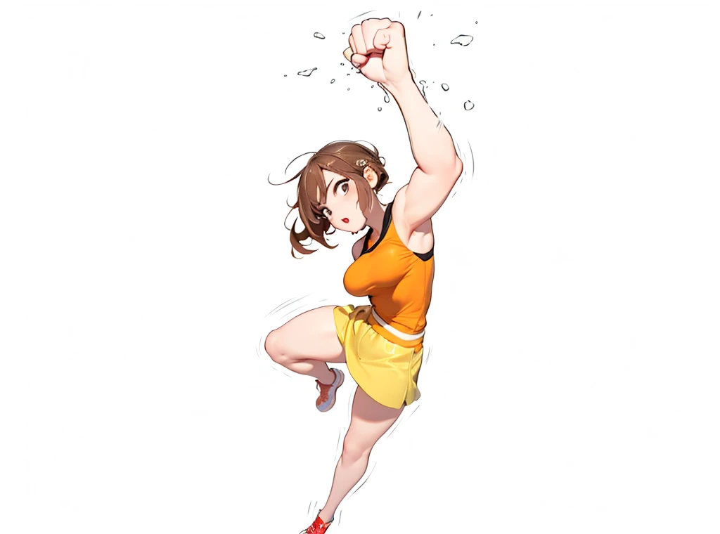 beautiful girl,Uppercut,Clenched fist,4K,8K,Highest quality