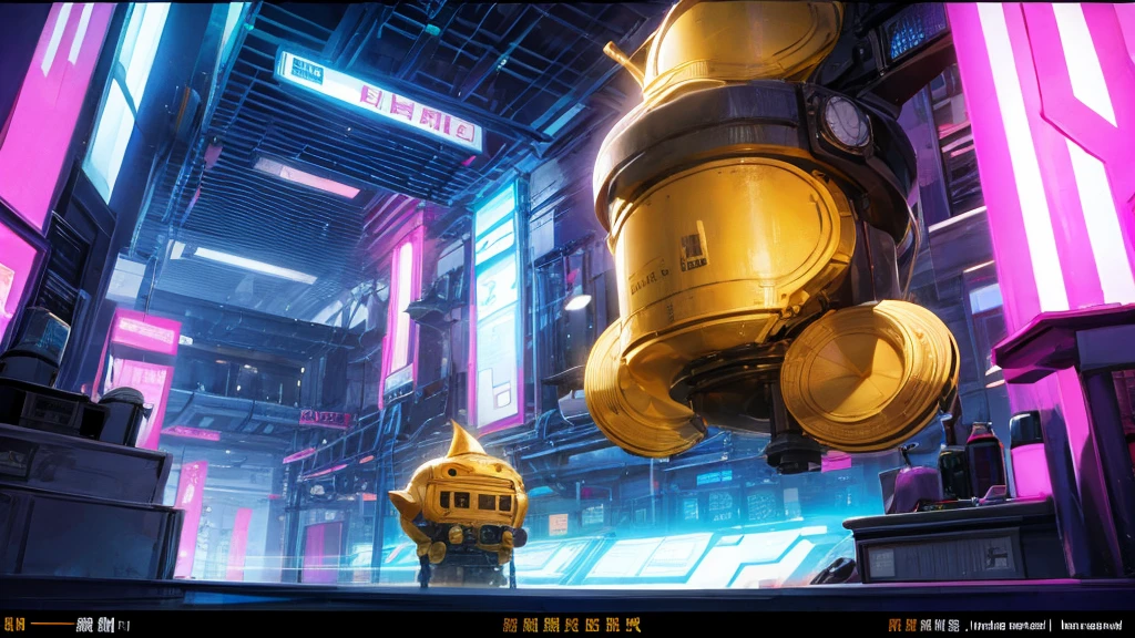 ((Highest quality)), (detailed), background、Illustrated style、White wall、cyber-、Large monitor on the wall、Dim lighting