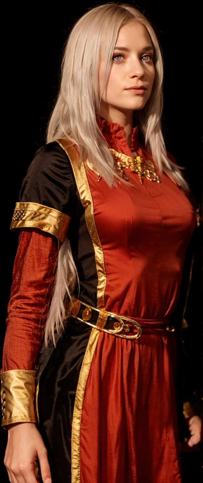 Girl, silver-gold hair, purple eyes,