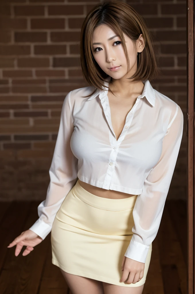 1girl, (namihoshino_jav), breasts, brown eyes, short hair, lip gloss, eyeshadow, looking at viewer, shot using canon DSLR, wearing white blouse, skirt, highwaist, panty shot,
detailed body, attractive body, perfect human body, detailed face, delicate female hands,
(ultimate quality, masterpiece, highres:1.0), realistic, photorealistic,