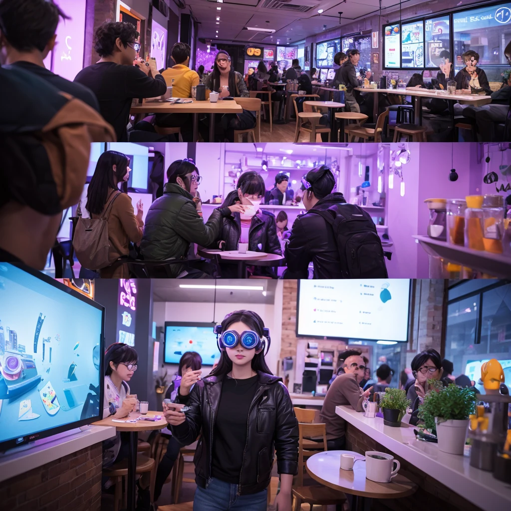 I put on the Ppple Vision Pro in a cafe and talked to my friends who were 3D avatars. I drew illustrations from the perspective inside the goggles.