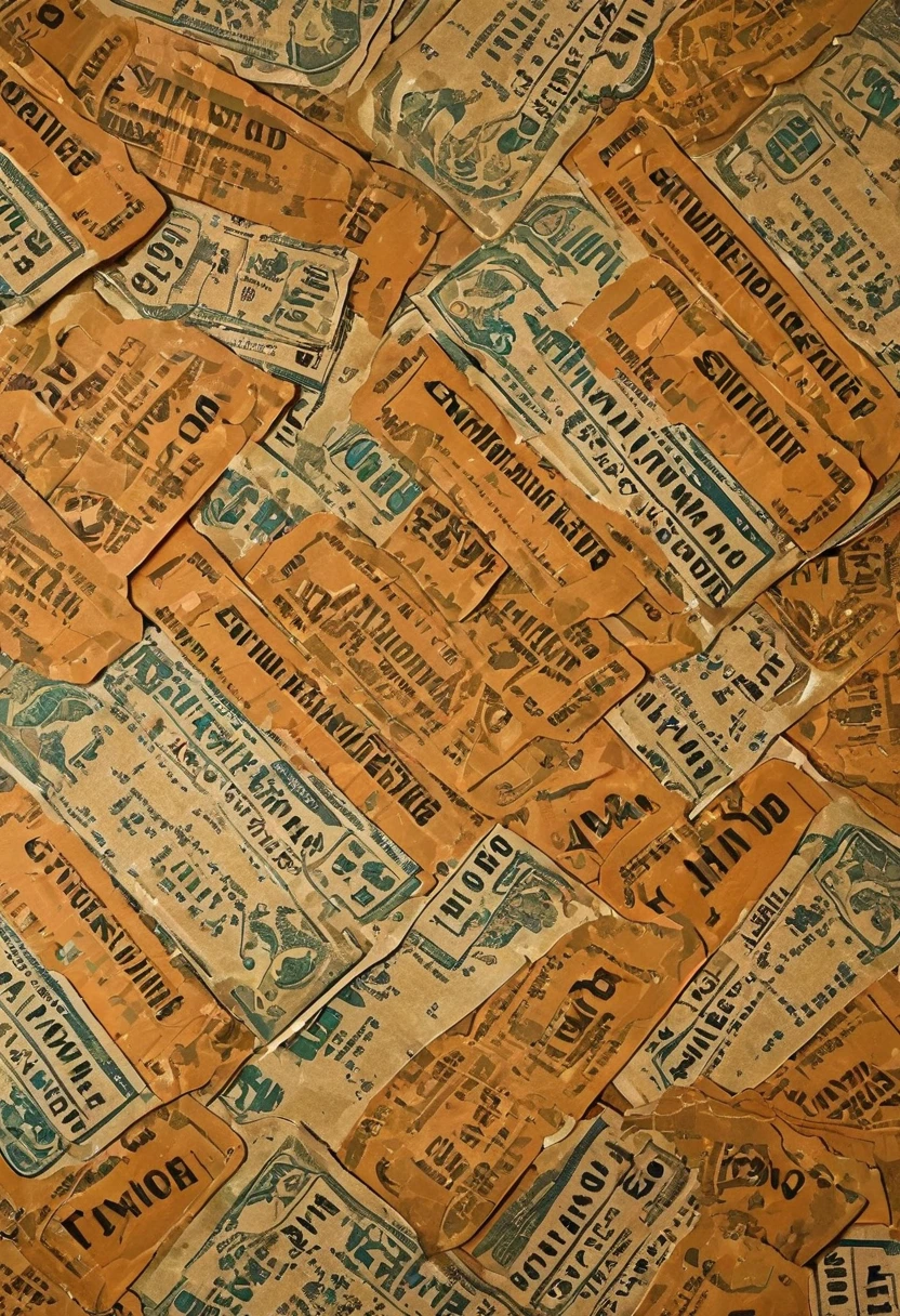 Multiple vintage tickets lined up,cute,English,Stylish