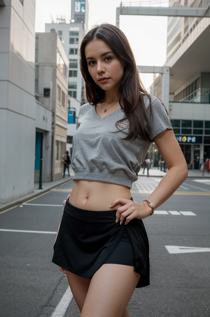1girl in, 30 years old, Square face, Long hair, Looking at viewer, jewelry, Reality, Sexy, Short skirt outfit, , sports background, free pose