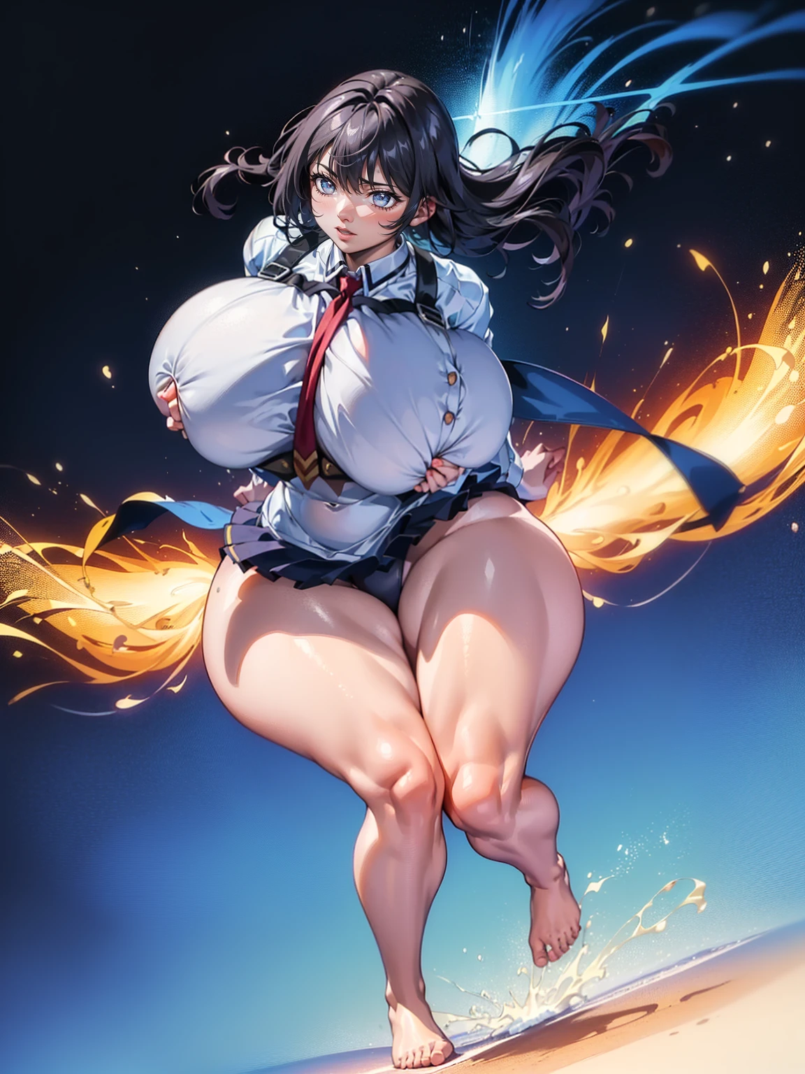 (Private 4K)、(High resolution:1.2)、(High freshness:1.2)、、(Whole Body Ezbian:1.2)、(Two Women:1.6)、((Women with exaggerated large physiques))、(Super big breasts fully opened:1.8)、abnormally developed muscles,,Barefoot woman, , Big arms、(Huge muscles:1.4)、(Dynamic pose:1.2)、(Woman jumping with all her might:1.8)、(school uniform:1.6)、(School Classroom 1.6)
