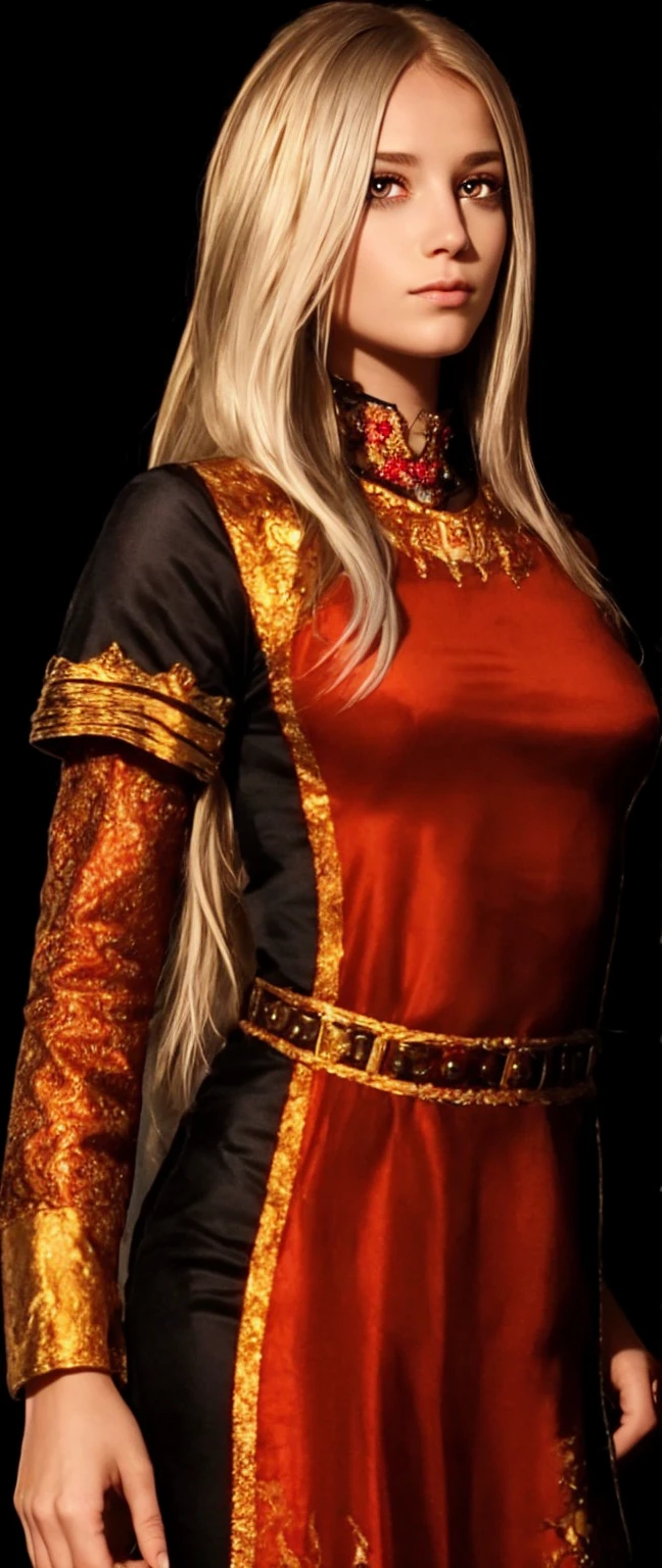 Girl, silver-gold hair, purple eyes,
