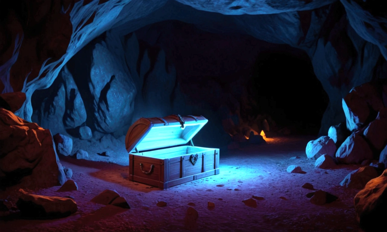 Inside the cave there is a very beautiful chest with a glow around it..