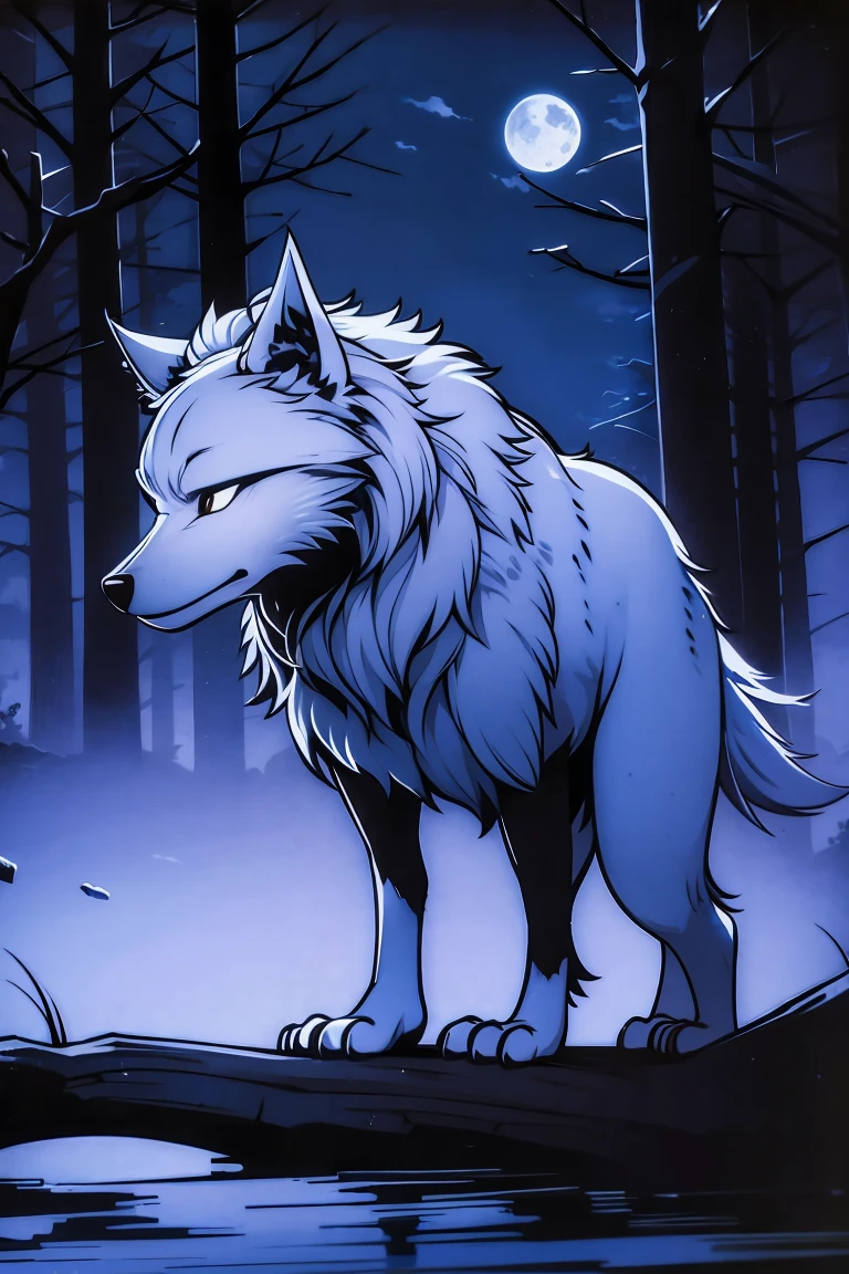 a wolf, in the moonlight 