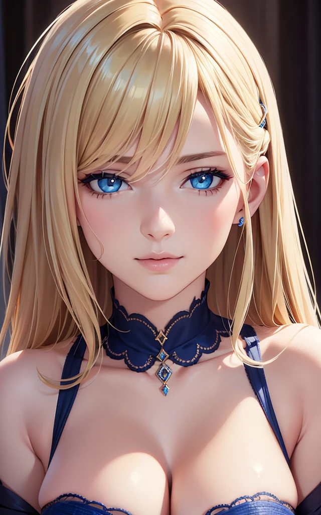 portrait, realistic, elegant woman, blue eyes, blonde hair, 4k resolution, Hyper Realistic