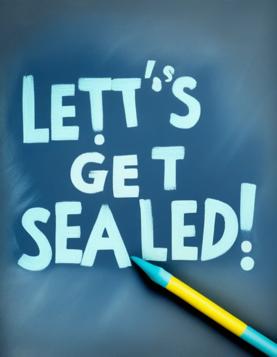 text "Let's get sealed!" written over blue chalk