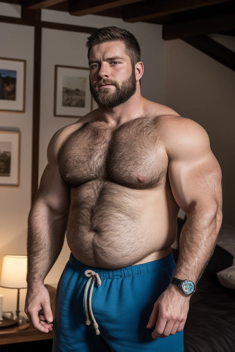 8K HDR Very Realistic Real Very Detailed High Quality 8K HDR Very Realistic 46 year old daddy rugged bodybuilder muscle bears man, 8KHDR very realistic detailed hairy, 8KHDR very realistic beared big daddy muscle bear, and 8KHDR very realistic detailed rugged burly man in shorts. 8KHDR Very Realistic legs, 8KHDR very realistic hair, 8KHDR very realistic beards, 8KHDR very realistic thick chubby fat neck, 8KHDR very realistic neck lines, 8KHDR very realistic detailed neck, 8KHDR very realistic belly, 8KHDR very realistic burly chest, 8KHDR very realistic detailed hairy burly strong chest and arms, 8KHDR very realistic detailed hairy burly strong chest and arms, 8KHDR very realistic pecs, 8KHDR very realistic burly muscle bear body, 8KHDR very realistic nipples, 8KHDR very realistic burly muscle bear body, 8KHDR very realistic face, 8KHDR very realistic detailed face, 8KHDR very realistic eyes, 8KHDR very realistic detailed eyes, 8KHDR very realistic pupils, 8KHDR very realistic detailed pupils, 8KHDR very realistic head, 8KHDR very realistic waist, 8KHDR very realistic facial features, 8KHDR very realistic burly arms, 8KHDR very realistic elbows, 8KHDR very realistic hands, 8KHDR very realistic pecs, 8KHDR very realistic belly, 8KHDR very realistic human man body, 8K HDR very realistic bellybutton, 8KHDR very realistic wrists, 8KHDR very realistic fingers, 8KHDR very realistic fingernails, 8KHDR very realistic shoulders, 8KHDR very realistic mouth, 8KHDR very realistic lips, 8KHDR very realistic mens clothing, 8KHDR very realistic detailed mens clothing. 8KHDR Very Realistic Hairy Bearded Burly Muscle bear Photoshoot, 8KHDR A very realistic burly muscle bear man in a bedroom, 8KHDR Very Realistic Intricately Detailed, 8KHDR very realistic detailed bedroom surroundings, 8KHDR very realistic surroundings lighting, No Deformities, captured with a 85mm lens, 8K HDR Very Realistic, 8K HDR Clear HDR Quality full with very realistic real details
