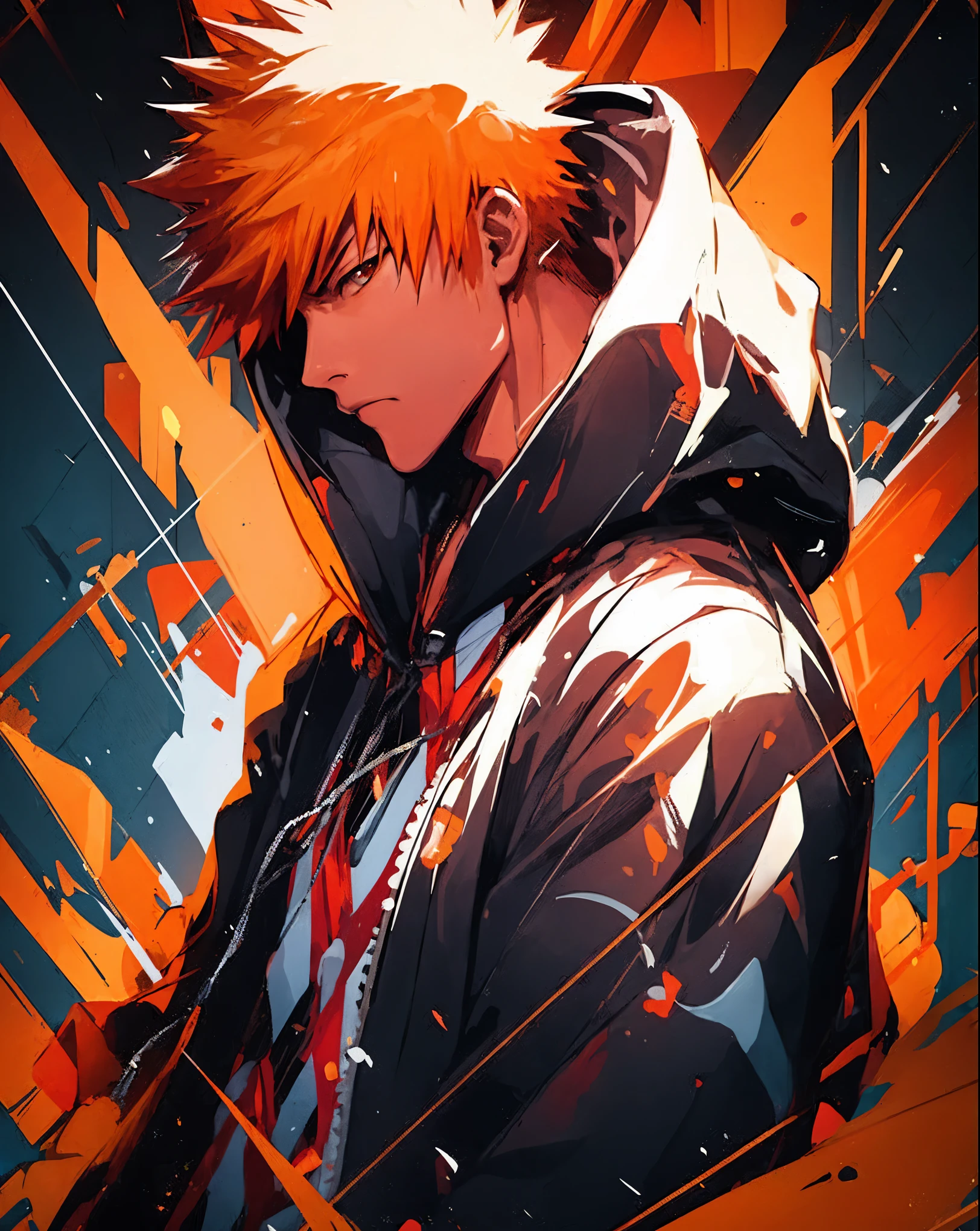 a man with orange hair and a hoodie standing in front of a building, ichigo kurosaki, ichigo, anime wallpaper 4 k, anime wallpaper 4k, orange - haired anime boy, ultra hd anime wallpaper, badass anime 8 k, 4k anime wallpaper, bleach manga style, anime art wallpaper 4k, anime art wallpaper 4 k, 4 k manga wallpaper