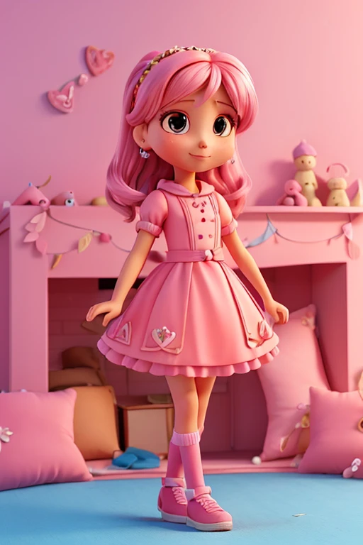 A pink image of a 3D name Claudia Márcia.